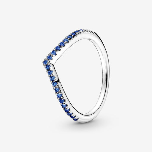 Pandora Celestial Blue Sparkling Moon Ring Sterling Silver / 8.5