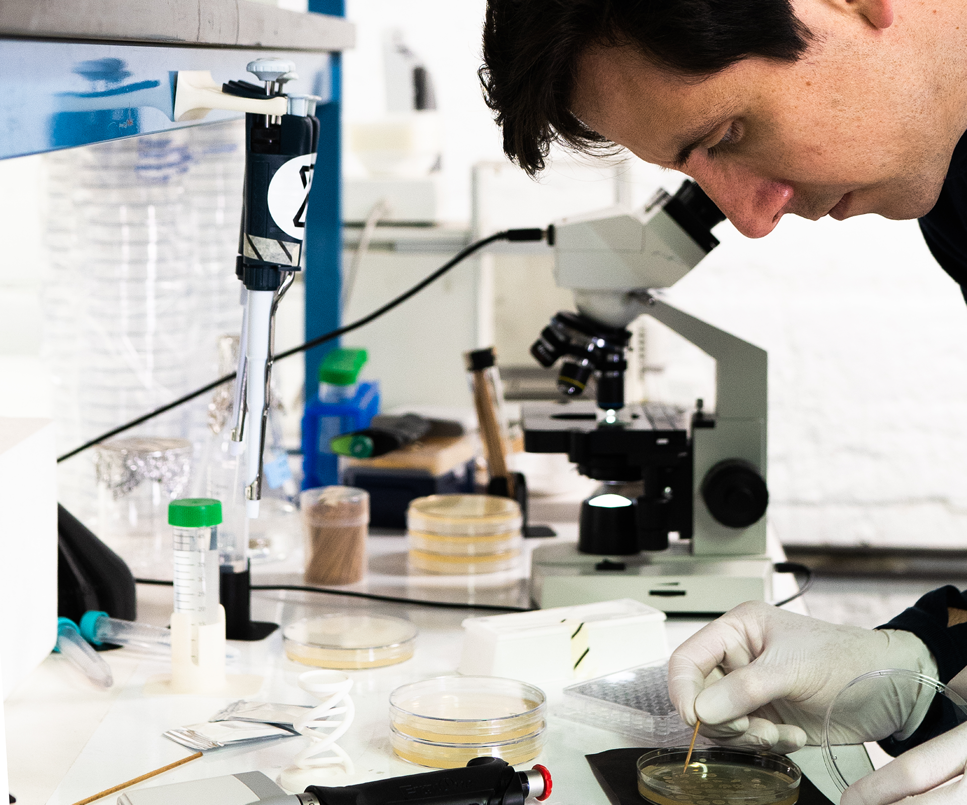 John working in the ZBiotics lab