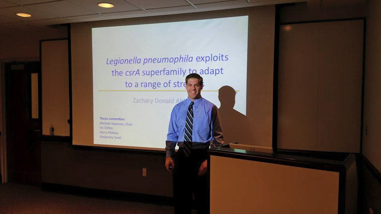 Zack Abbott defends dissertation