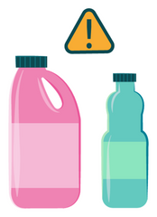 infographic pink and green bottles
