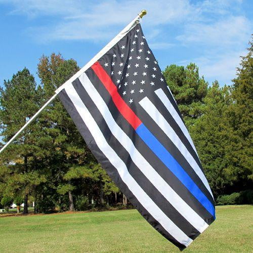 Thin Red Blue Line American Flag Firefighter Police LEO USA Support ...