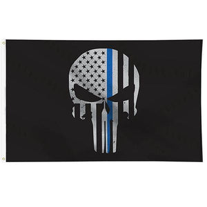 Thin Blue Line Punisher Flag 3x5 Feet with Grommets - BackYourHero
