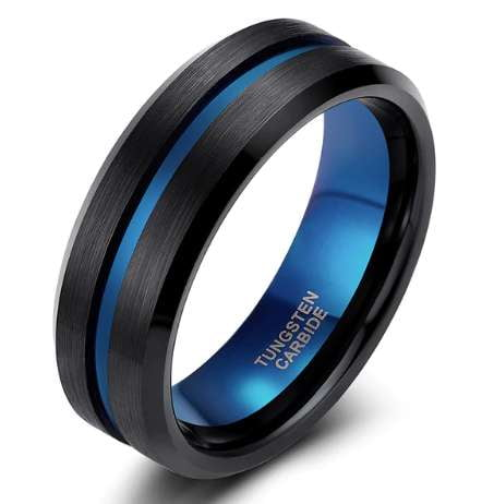 Womens Thin Blue Line Ring Police Support Awareness Tungsten Carbide ...