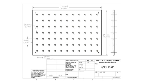 Replacement MFT Top CAD Drawings - Seneca Woodworking