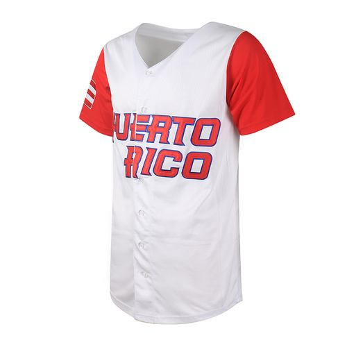 MannyzCustomz Santurce 21 Roberto Clemente Puerto Rico Baseball Blue T-Shirt with Red and White Screen Print Ink