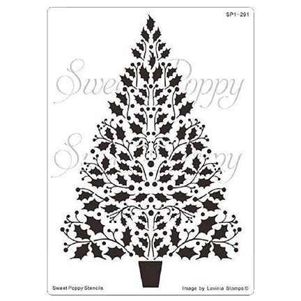 Holly and Evergreen Branches Stencil - Small (5.75 x 6)