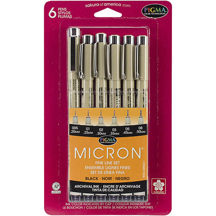 Facet Consequent mooi Pigma Micron Pens, Assorted Tips, Set of 6 by Sakura – Del Bello's Designs