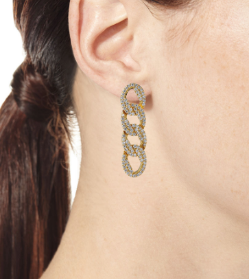 PAVE CURB CHAIN EARRING - GOLD