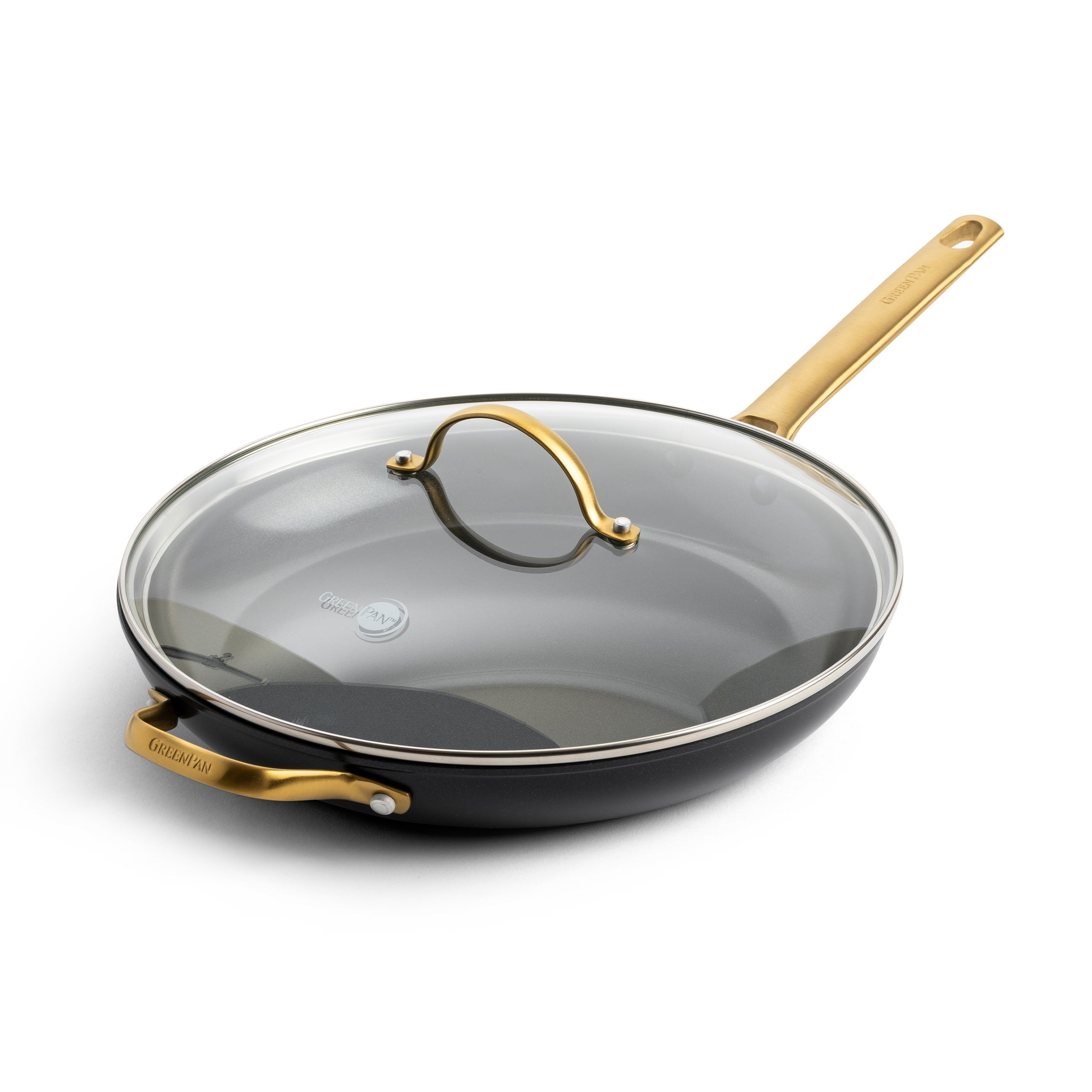 Reserve Ceramic Nonstick 4.5Qt. Saute Pan With Lid - Black/Gold