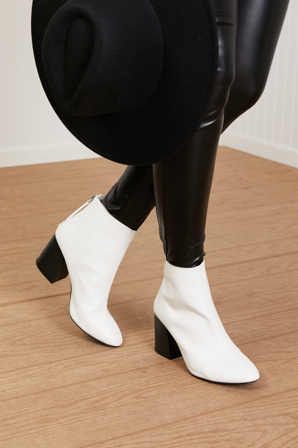 White Pointed Toe Ankle Booties