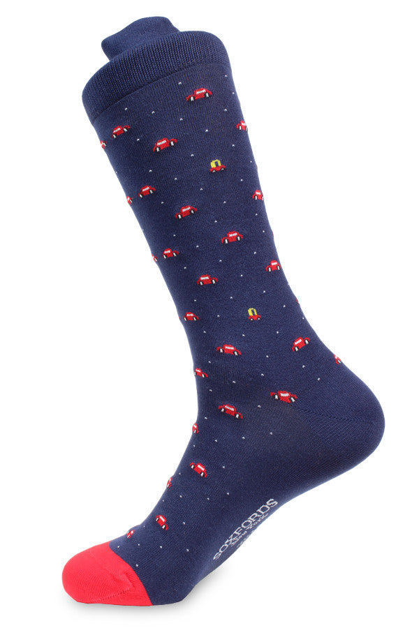 Cars Patterened Navy Socks