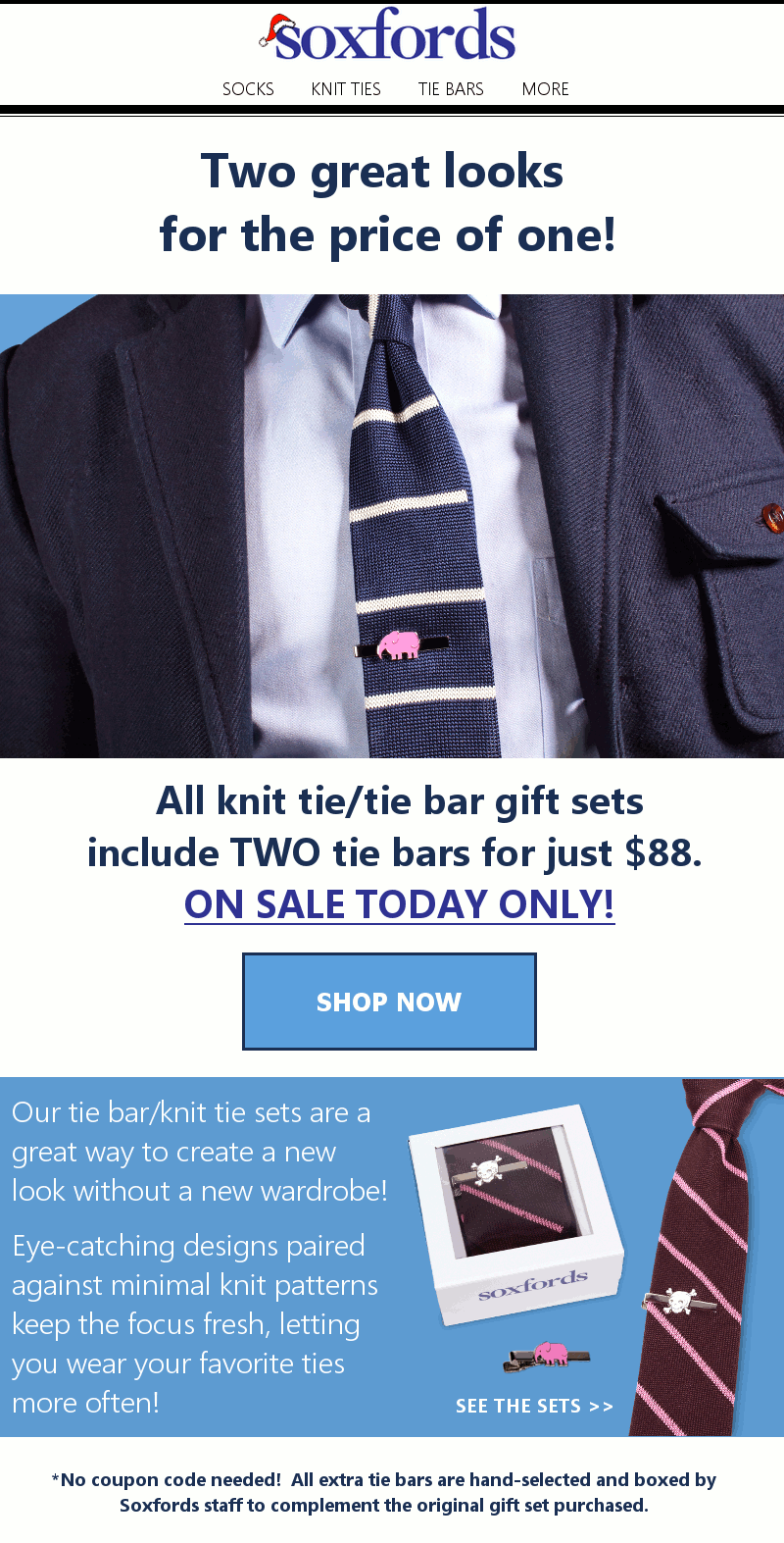 Soxfords Knit Tie + Tie Bar Gift Sets on Sale!