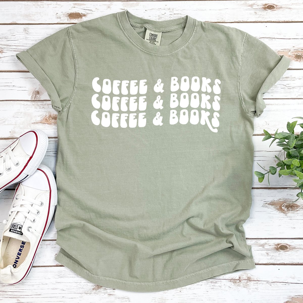 coffee and books cotton tee