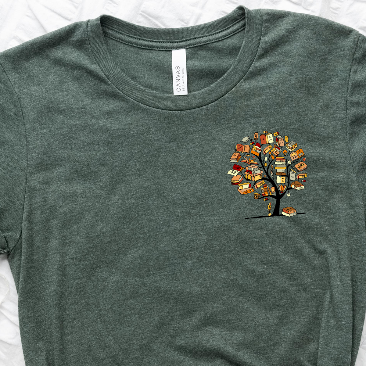 pocket book tree unisex tee