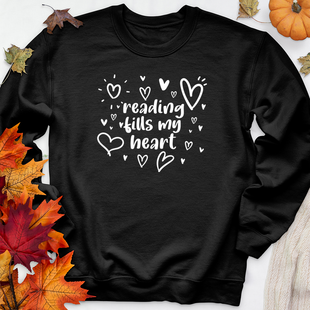 reading fills my heart premium crewneck sweatshirt