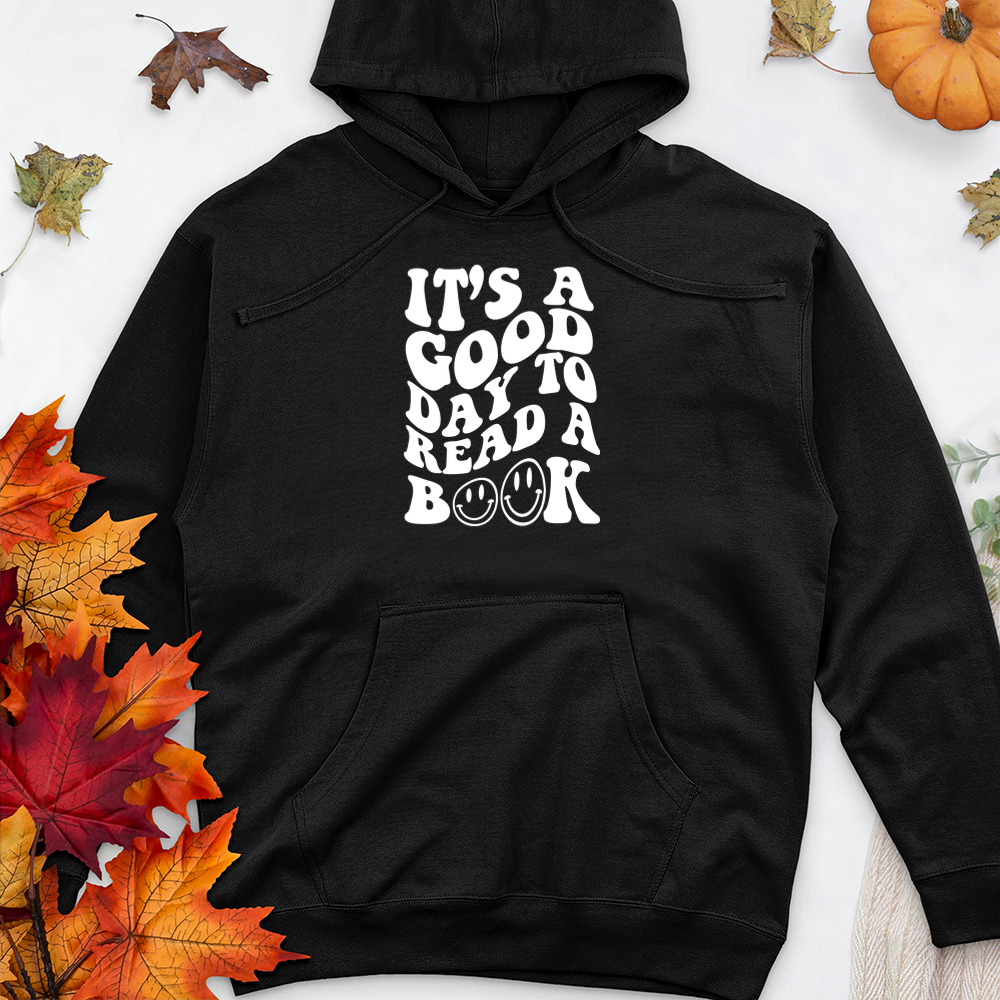 good day to read a book premium hooded sweatshirt