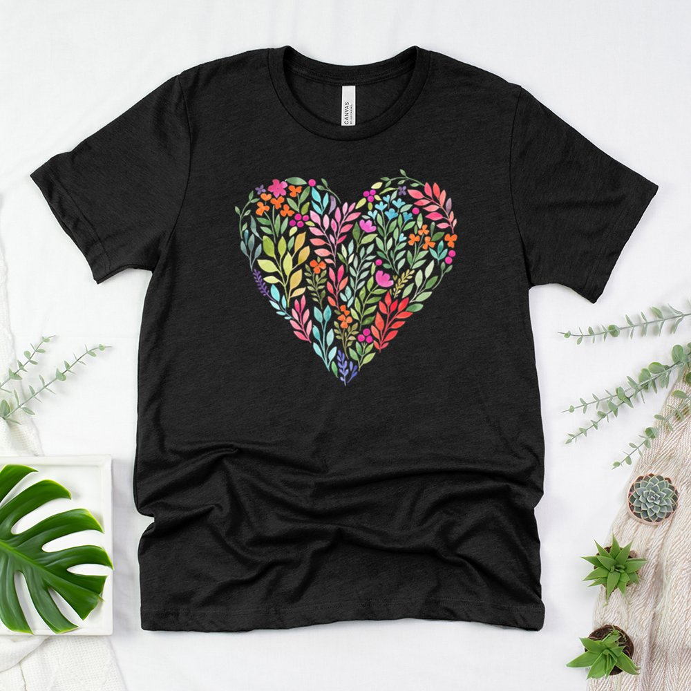 bright flower heart unisex tee