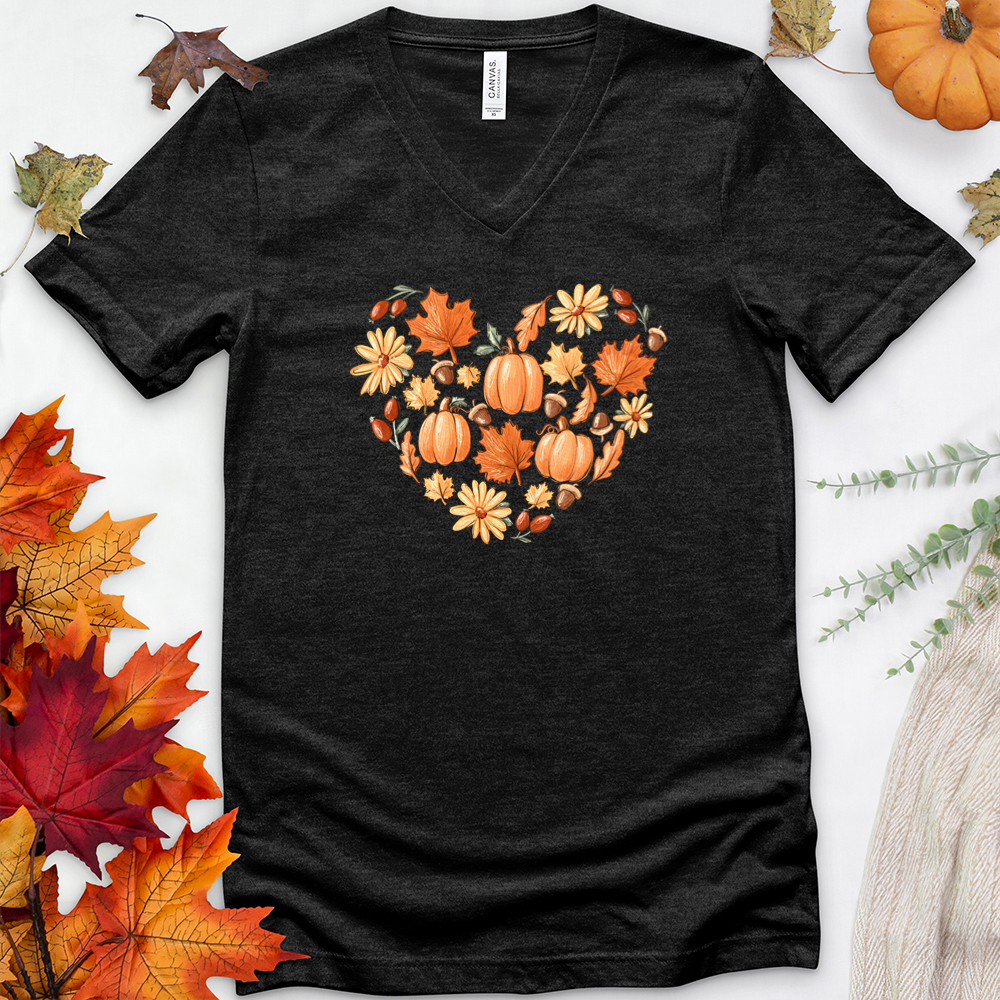 autumnal heart v-neck tee