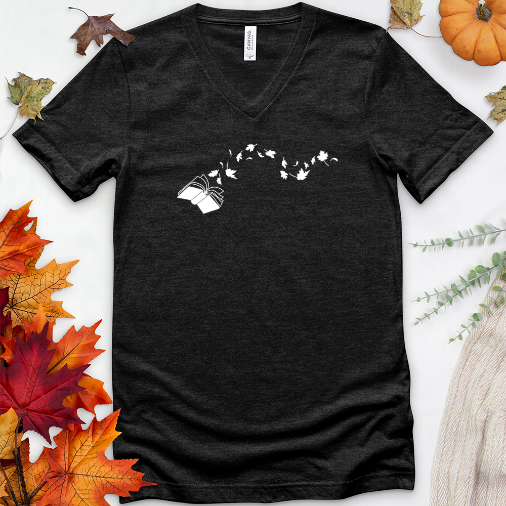 book leaves v-neck tee