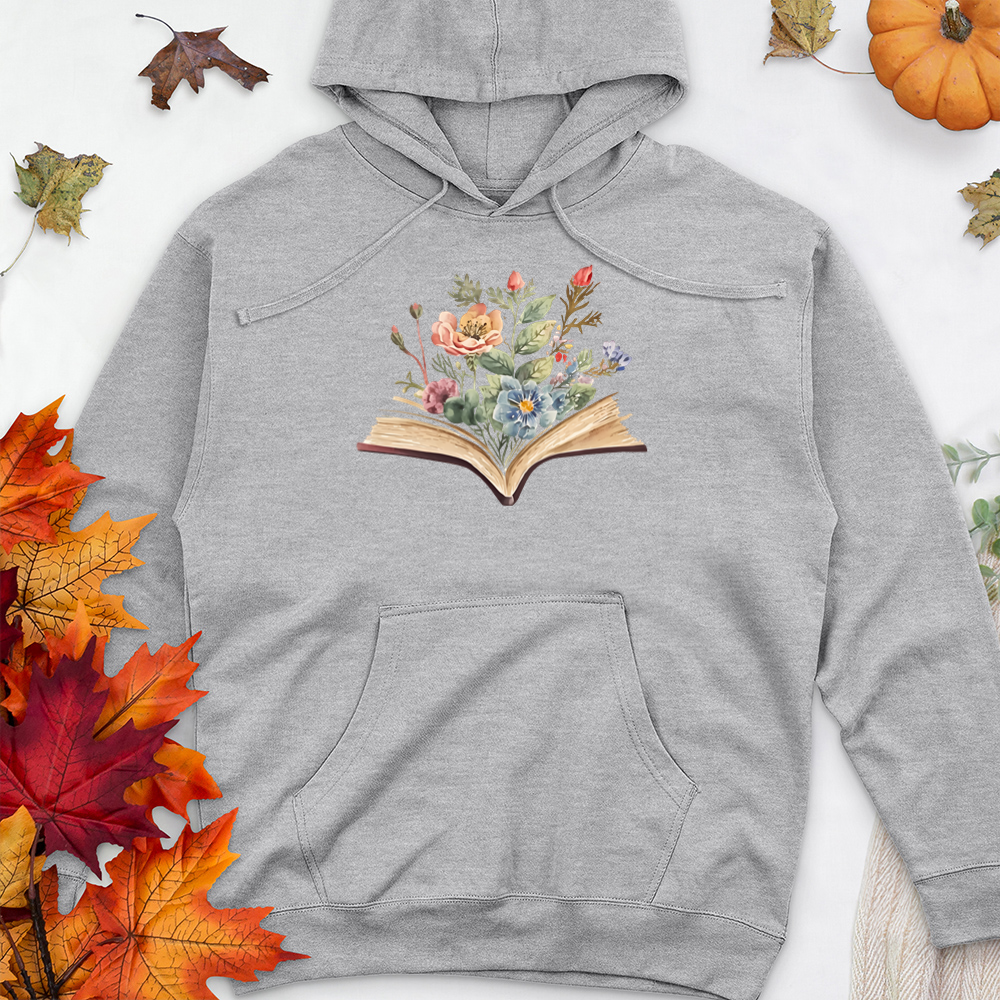 watercolor flowers book premium hooded sweatshirt