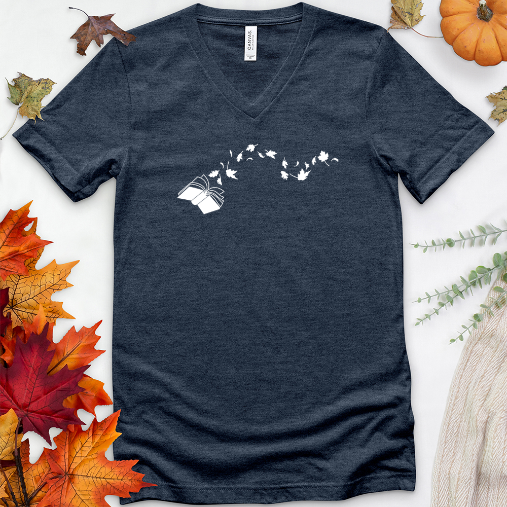 book leaves v-neck tee