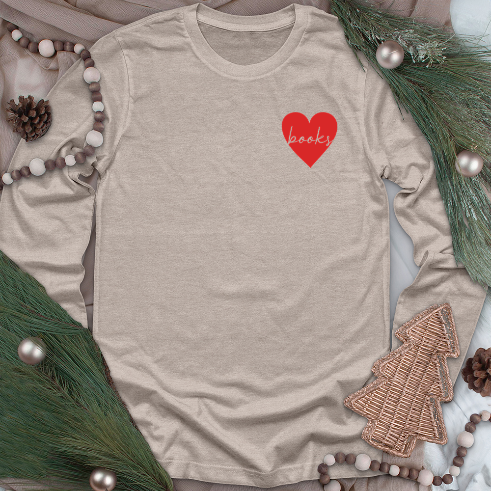 books heart unisex long sleeve tee