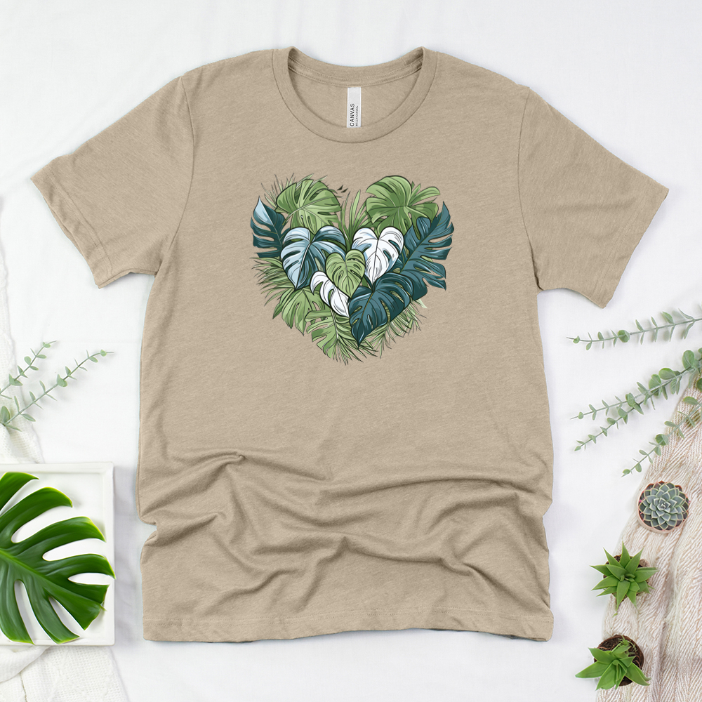 monstera heart unisex tee