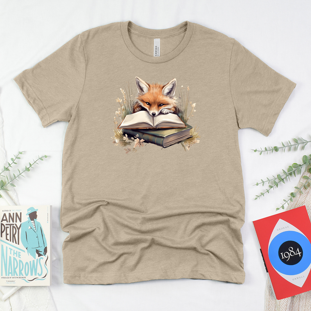 lil reading fox unisex tee