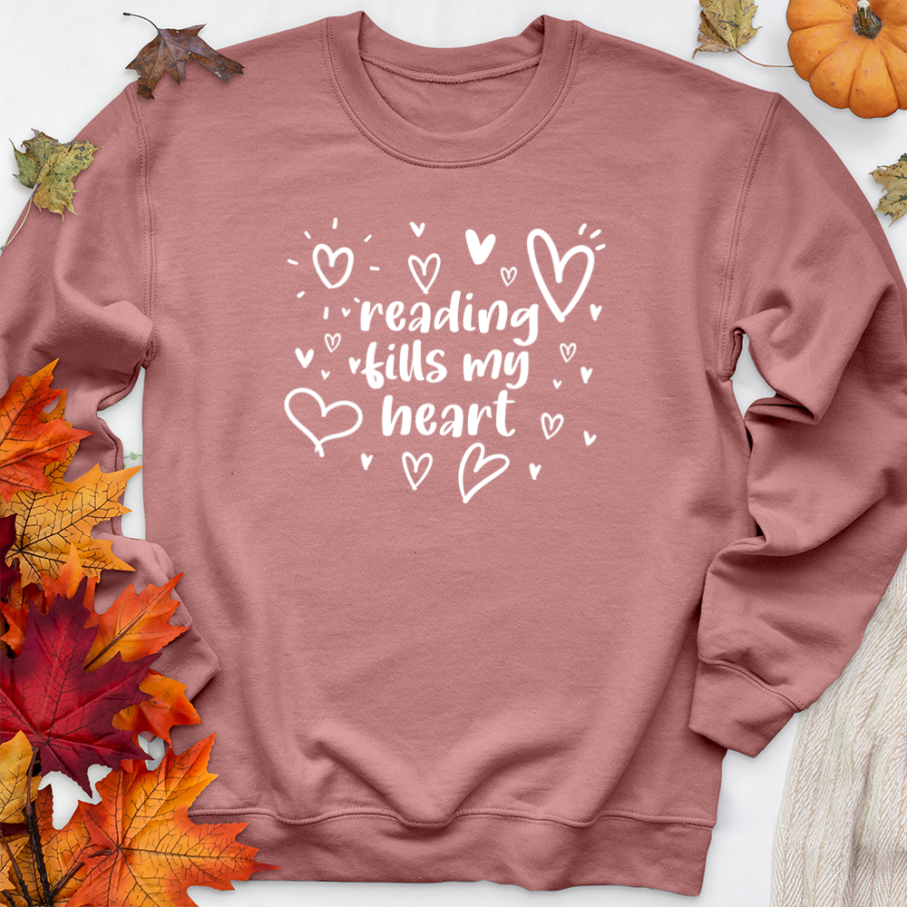 reading fills my heart premium crewneck sweatshirt