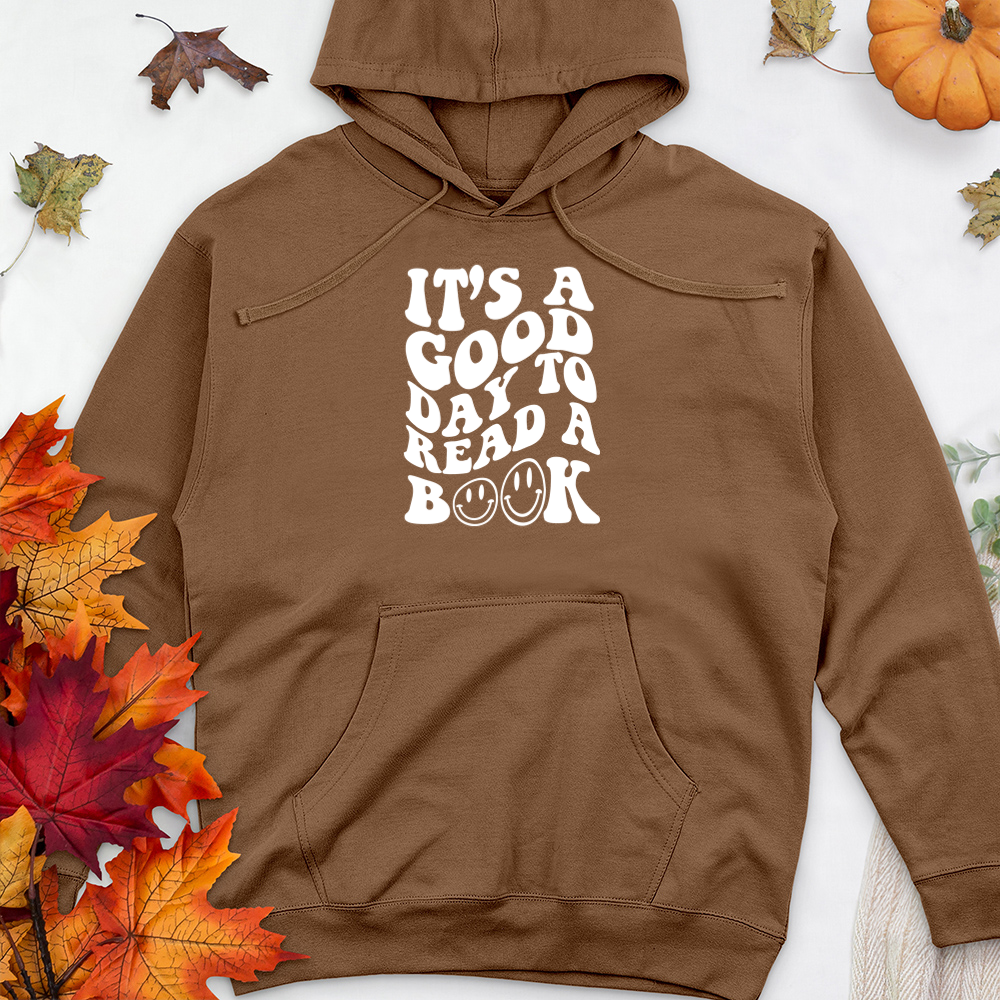 good day to read a book premium hooded sweatshirt