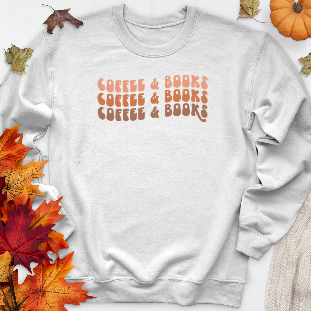 colorful coffee and books premium crewneck sweatshirt