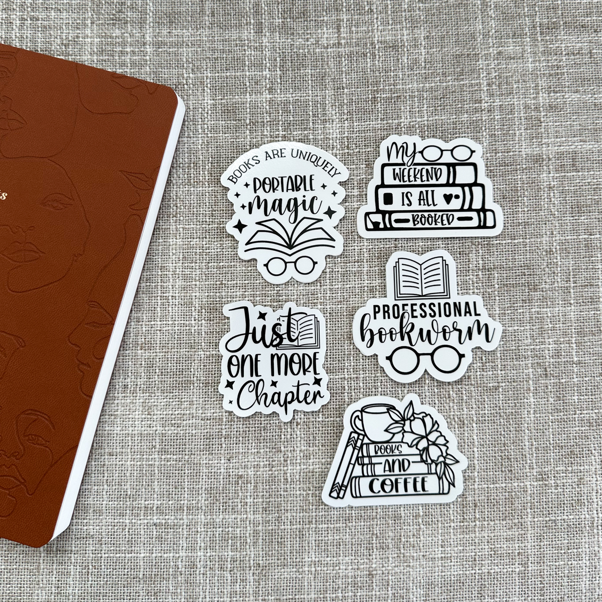 black and white books sticker pack