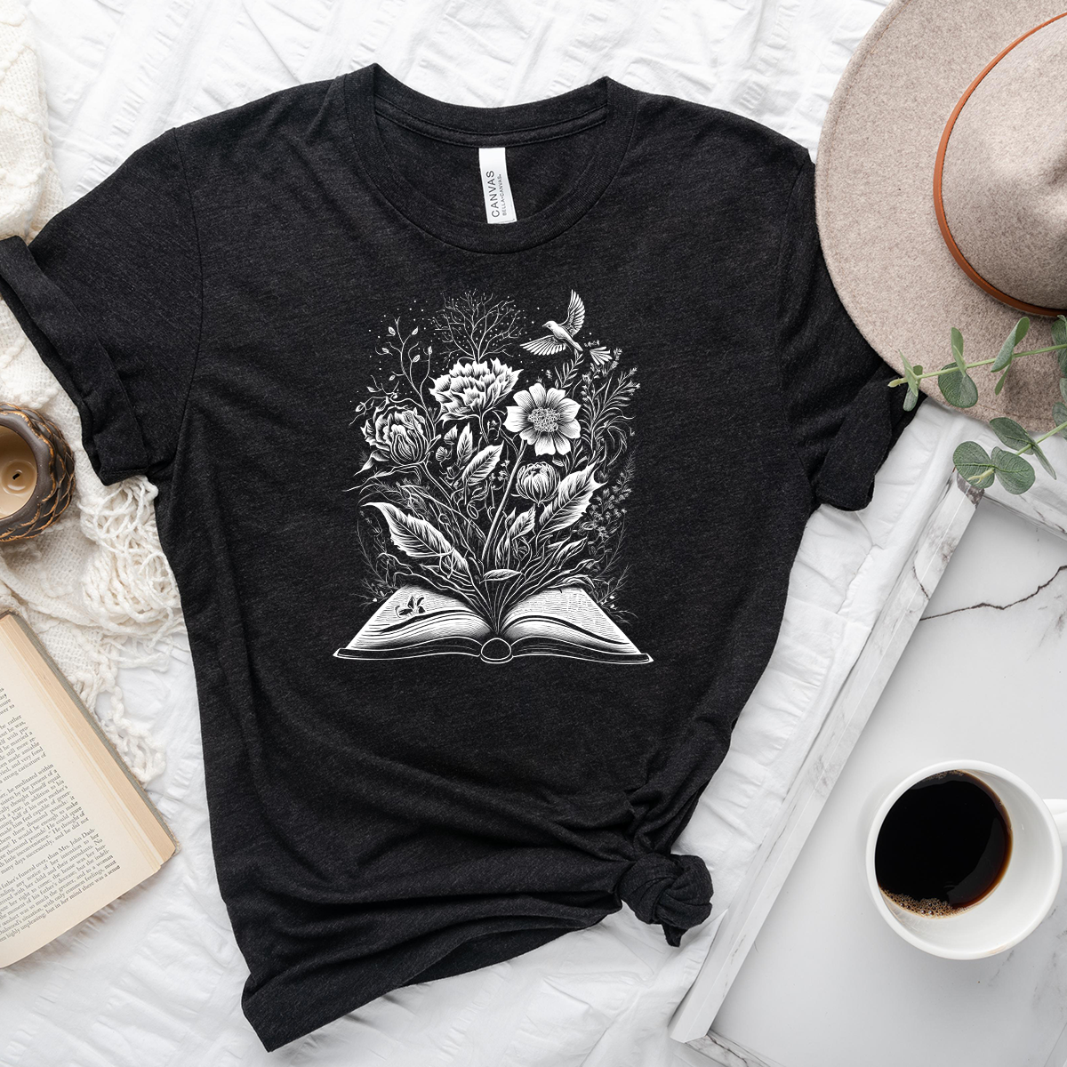 floral book unisex tee