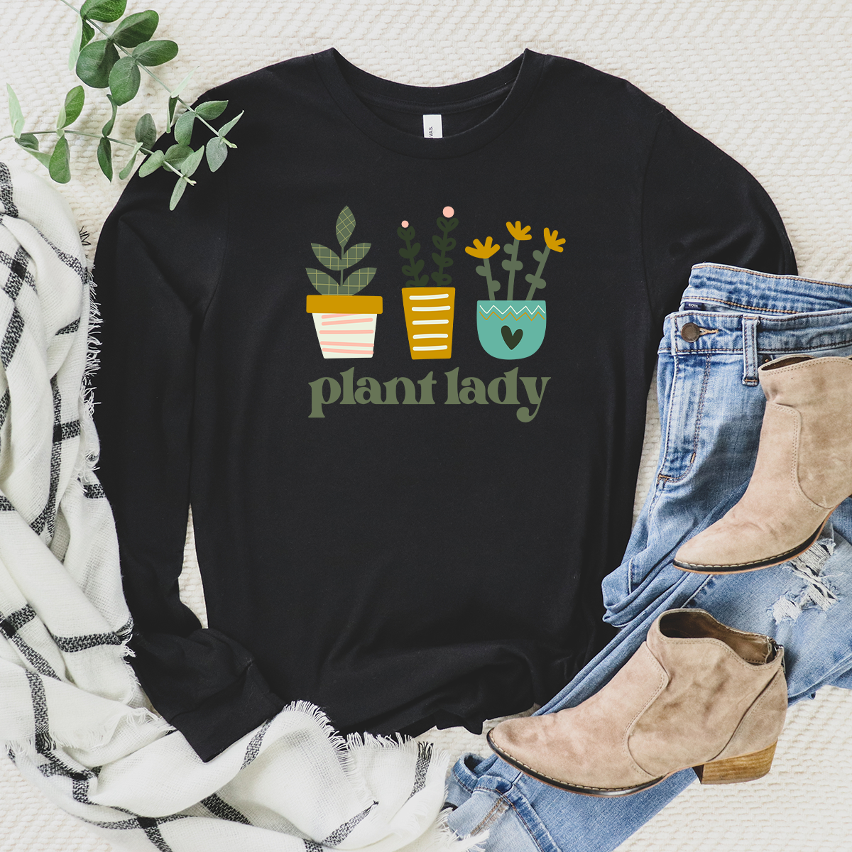 plant lady color long sleeve unisex tee