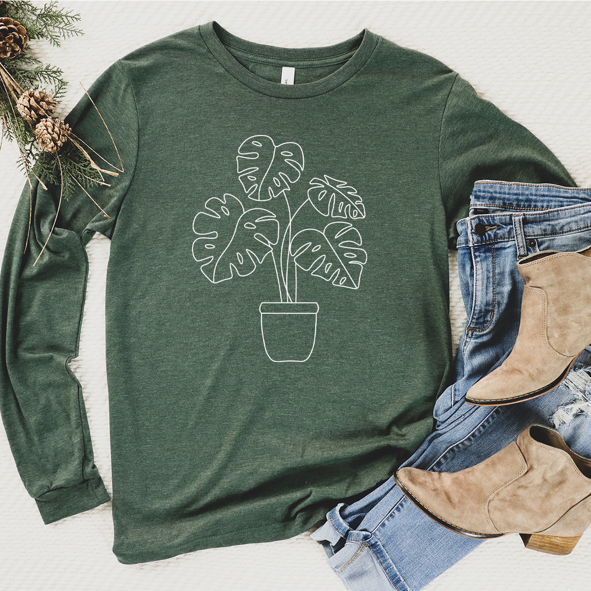 potted monstera long sleeve unisex tee