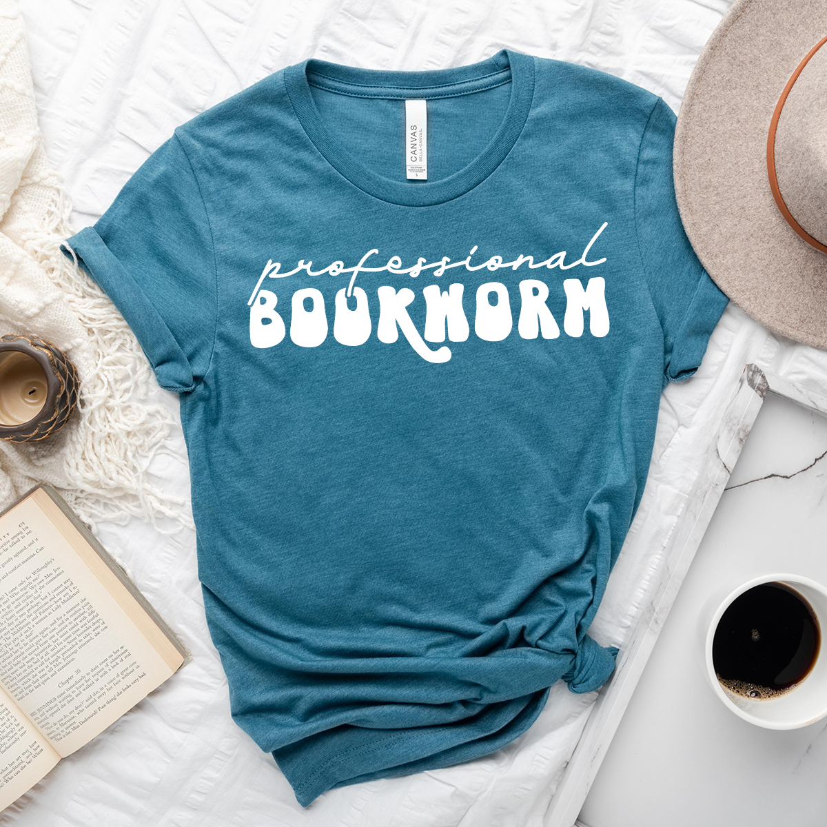 professional book worm script unisex tee