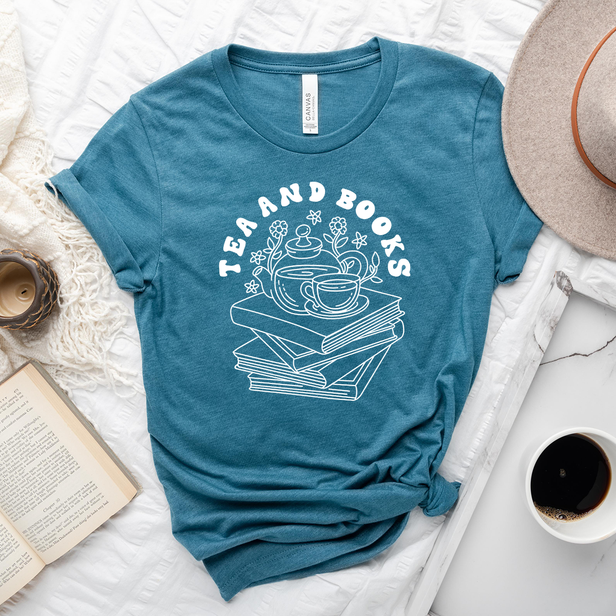 tea and books unisex tee