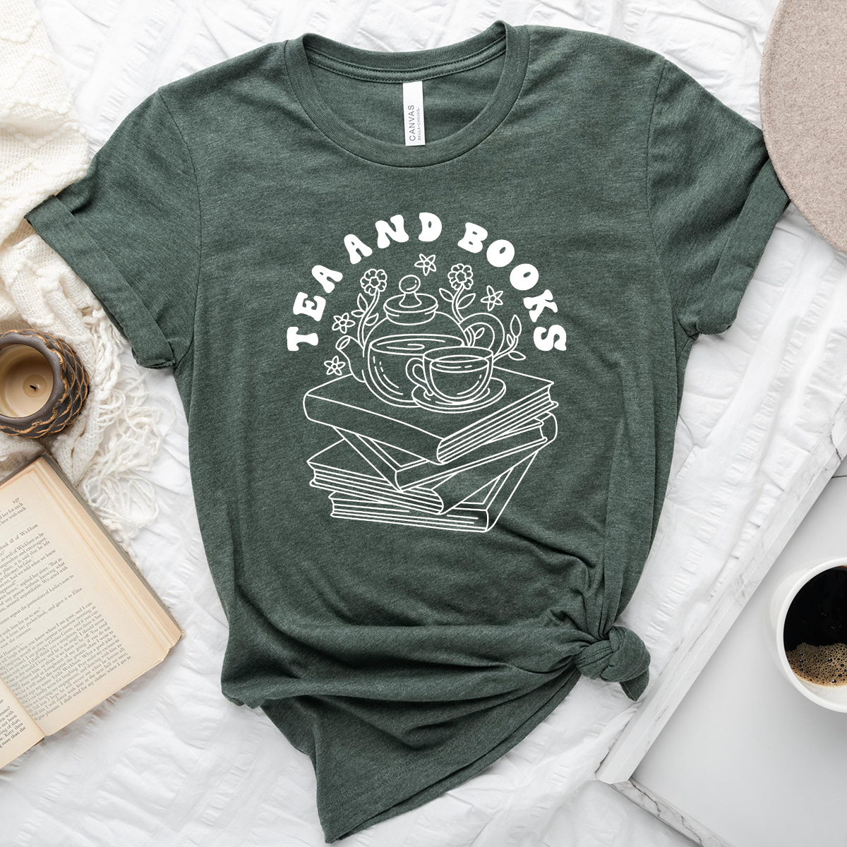 tea and books unisex tee