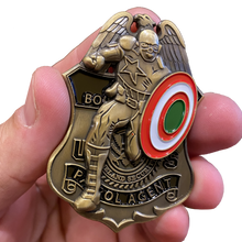 Load image into Gallery viewer, Captain Super Hero inspired Thin Green Line American Flag Challenge Coin CBP Border Patrol Shield DL7-17 - www.ChallengeCoinCreations.com