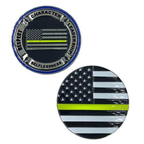 911 Dispatcher REMEMBER Thin Gold Line yellow line challenge coin