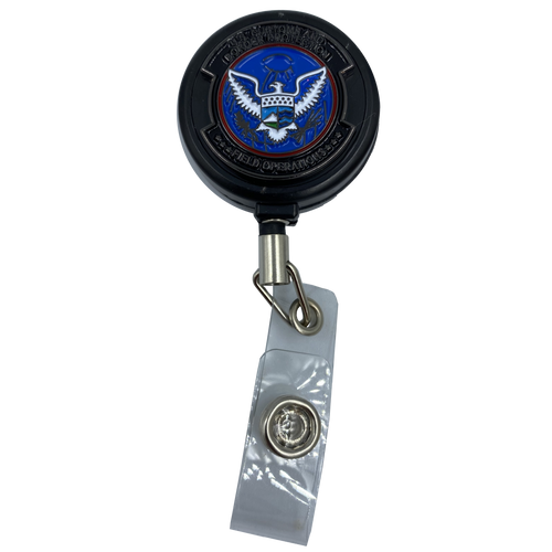 TSA Officer Metal ID Reel retractable ID Card Holder Transportation  Security Administration Airport Screener BL10-019 ID-016
