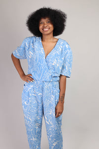 80s Blue Abstract Jumpsuit