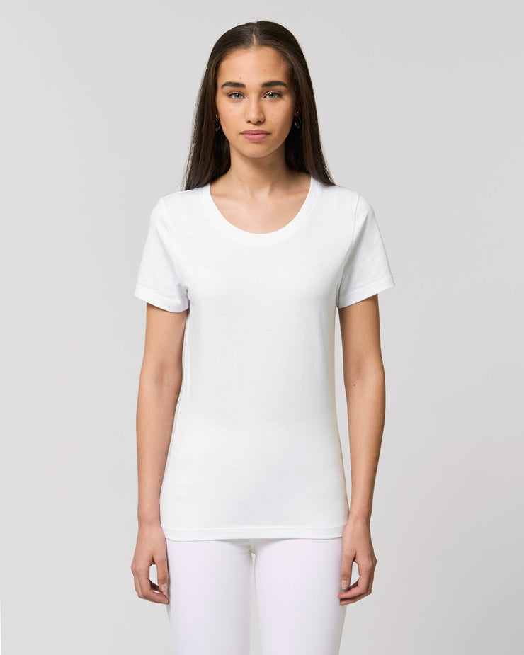 Weißes T-Shirt für Damen, Enganliegende Passform, Rundhalsausschnitt ...