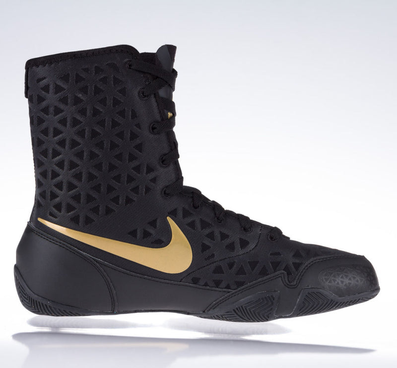 nike black and gold boxing boots