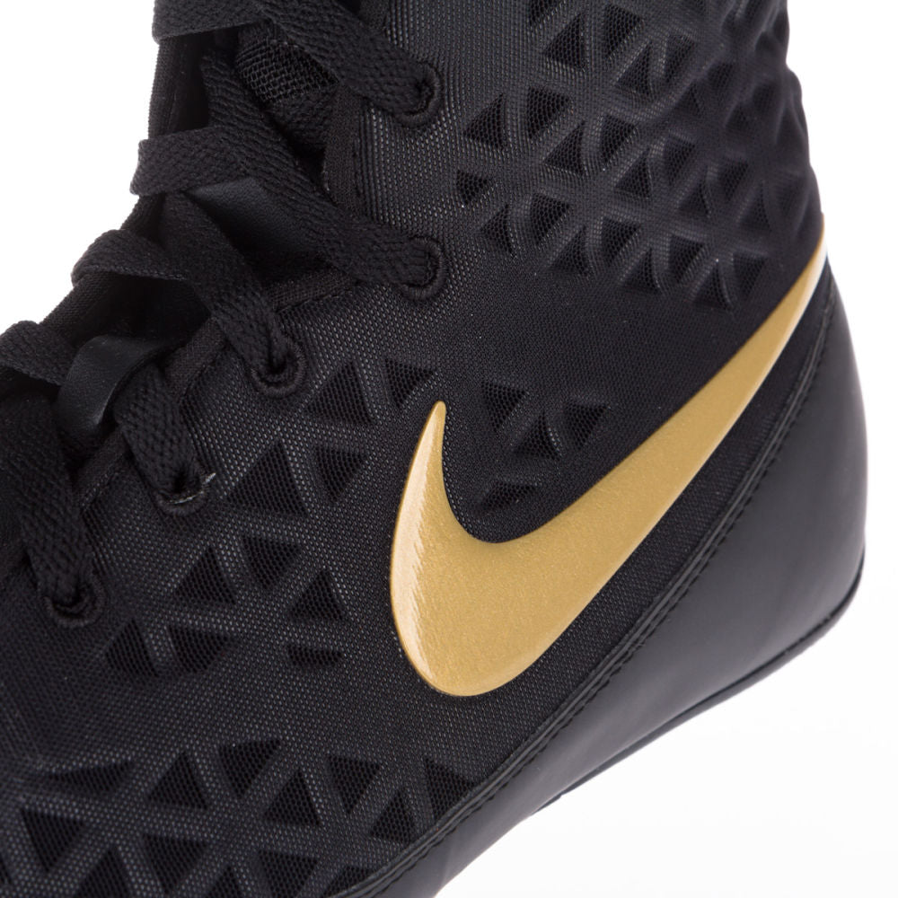black and gold nike boxing shoes