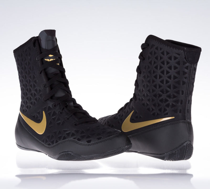 nike black and gold boxing boots