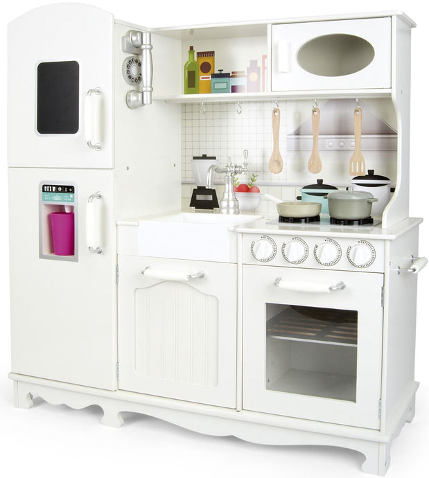 large grey wooden toy kitchen