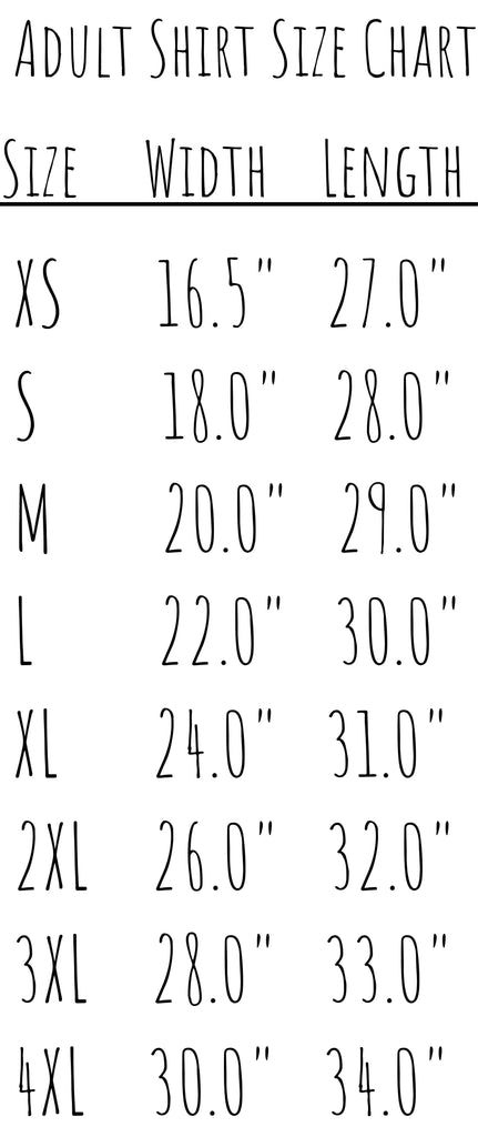 3x1 Size Chart