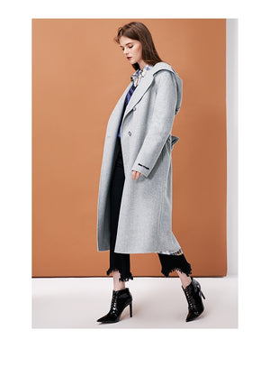 hooded long wool coat womens