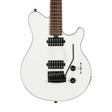 Sterling by Music Man AX3S Axis Electric Guitar, Jatoba FB, White w/Black Binding (AX3S-WH-R1)